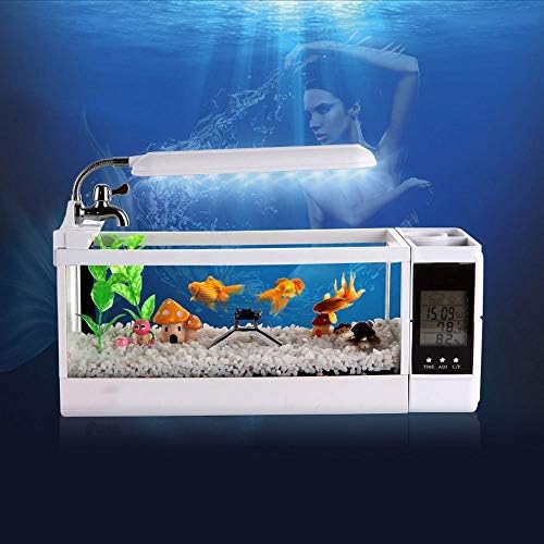 Tanques de peixes de twdyc tanques de peixes de iluminação led de aquário com suporte de tela LCD e mini aquário