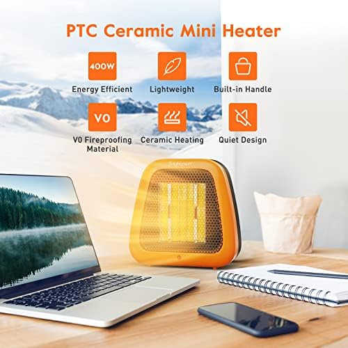 Pequeno aquecedor de espaço para uso interno - Mini aquecedor de baixa potência com proteção de superaquecimento, aquecedor