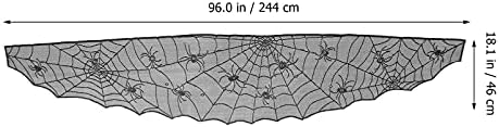 Nuobesty Spiderweb lareira de lareira laca renda de halloween decoração aranha aranha tampa de mesa de tampa de topper spooky festivo suprimentos para a porta da janela lareira moldura preta 1
