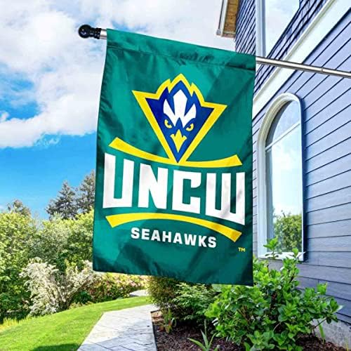 UNCW Seahawks Banner de dupla face com conjunto de poste de bandeira