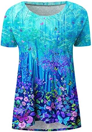 Summer Fall Crewneck Top Women Women Manga curta 2023 Roupas Y2K Cotton Floral Graphic Top Tee para meninas UW UW