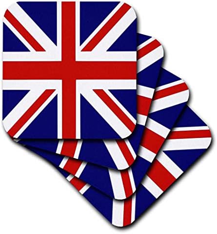 Bandeira britânica 3drose - Red White Blue Union Jack Great Britrain United Reino Unido UK Inglaterra Inglês GB - Coasters