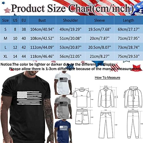 Soldado masculino de Beuu camisetas patrióticas de manga curta, Independence Day Retro American Flag Slim Fit Tee Tops