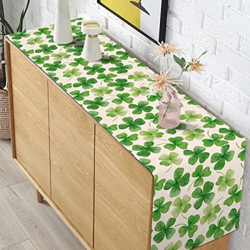 Pudodo St. Patrick's Day Table Runner Irish Shamrock Clover Spring Holiday Party Decor Kitchen Dinning Room Decoração em