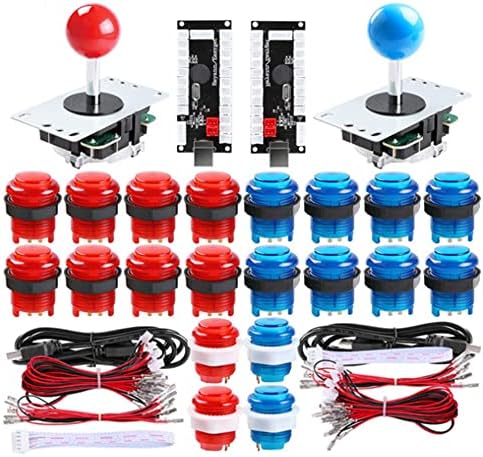 Kits de troca de joystick de arcade DIY com 20 botões de arcade LED + 2 joysticks + 2 kit de codificador USB + cabos