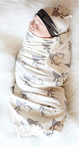 Iwoka macio recém -nascido levo impressão manta cobertor manta embrulho de cobertor de cobertor Toalha de banho+chapéu