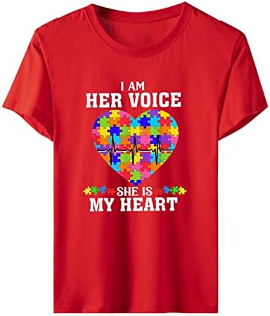 Eu sou sua voz, ele é minha camiseta de coração feminino casual de verão de manga curta camiseta camisetas do dia das mães blusa