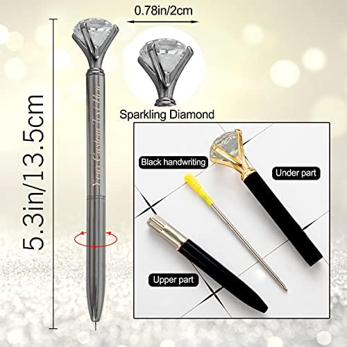 Até 100 canetas de diamante personalizadas em massa com nome, impressão personalizada de impressão de caneta de caneta gravada
