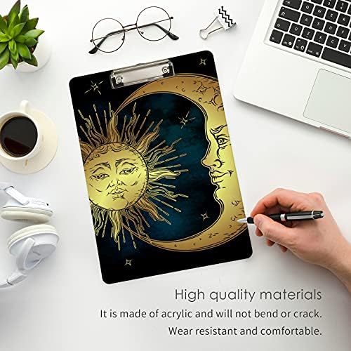 Golden Sun Moon estrela a prancha de plantações plásticas 9 x12.5 clipboards de acrílico com clipe de baixo perfil A4 tamanho