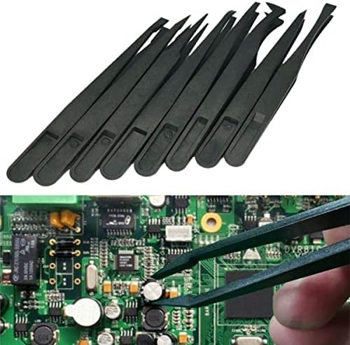 8 PCS Kit de pinças de plástico antiestático de fibra de carbono - Tweezers de plástico definido como ferramenta de reparo
