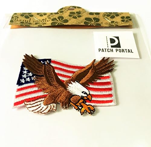 Patch Portal Bald Eagle American Flag 2x3 polegadas EUA Bordado patriótico emblema