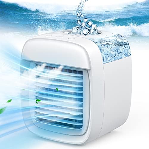 Air Condicionador portátil de Angorado, 3 em 1 ar -condicionado pessoal, 3 velocidades de refrigerador de ar USB com tanque de água de 880 ml para quarto, escritório, sala de estar e muito mais