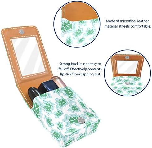 Caixa de batom de Oryuekan, bolsa de maquiagem portátil fofa bolsa cosmética, organizador de maquiagem do lipstick, alga marinha verde de desenho animado