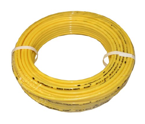 Tubulação de plástico de nylon nylochem nylochem, amarelo, 3/8 id x 1/2 OD, 100 pés de comprimento