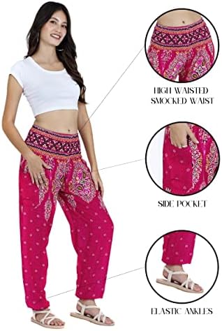 Lofbaz Harem Yoga Pants for Women S-4xl Hippie Boho PJS Lounge Beach Print Plus Plus