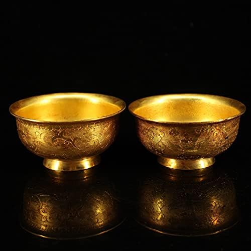 Esboço de bronze da coleção do templo tibetano em Gold Self Phoenix Totem Small Bowl, oferecendo uma tigela de um exorcismo da