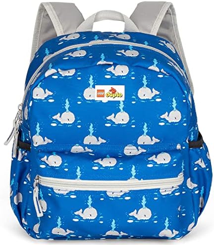 Mochila Bloco LEGO DUPLO, Escola do tamanho de uma criança e bolsa de viagem para meninos e meninas, estampa de baleia