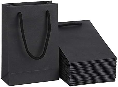 Druie grande bolsa de presente preto e lidar com sacolas de papel para presentes 9,8x4.3x13 polegadas pacote de 20