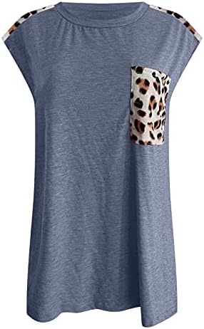 Summer mulheres com manga de tampa camisetas de leopardo de estampa de leopardo Tops moda moda de retalhos casuais camisetas confortáveis ​​de ajuste solto