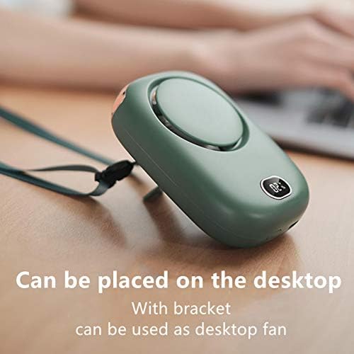 ZDDXY portátil fã de pescoço suspenso preguiçoso, cobrança USB Cantura silenciosa Fã de penduramento de 3 velocidades de 3 velocidades de viagem ao ar livre Mini refrigerante, verde