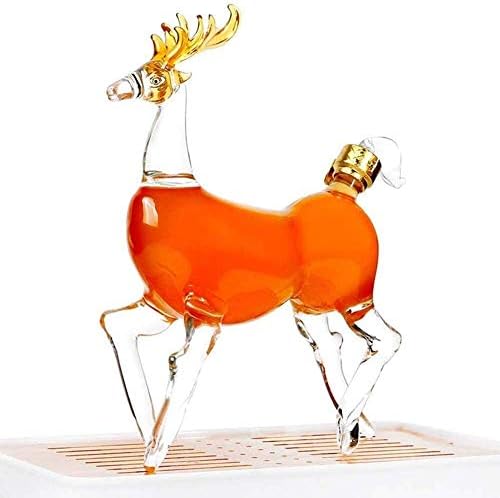 Sobriiedade Deer Vinho Decanter 500ml, garrafa de vinho artesanal de vidro, decanter com bebidas de cristal para Bourbon,