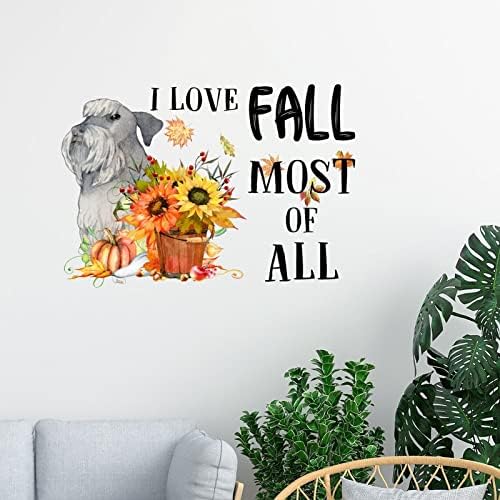 Eu amo outono acima de tudo decalques de parede de cão de abóbora de girassol decalques de parede de vinil fazenda de outono
