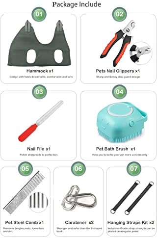 Konty Pet Brooming Hammock, rede de cachorro durável para cuidar de cães, helper hammock de gato/cachorro/cães/utensílios)