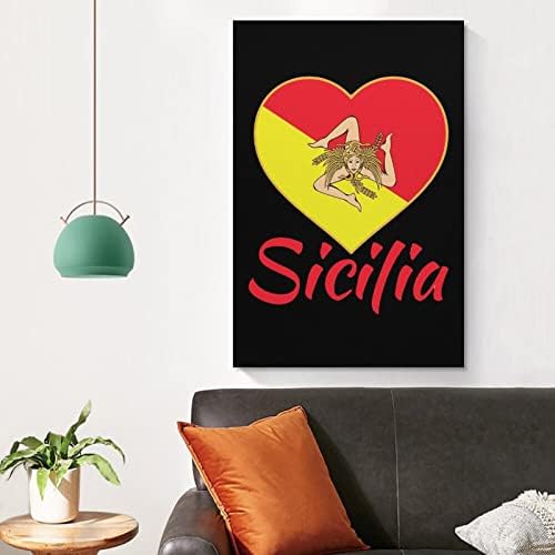 Bandeira da Sicília - Siciliana Trinacria pintura impressa Arte da parede Arte moderna Obra de arte vertical Picture para decoração de quarto