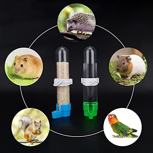 Andmaker 5 sets dispensador automático de alimentador de pássaros, 5 estilos para bebedores de garrafa de água de pássaro recipiente, clipe de água pendurado em gaiola de pássaros para papagaios
