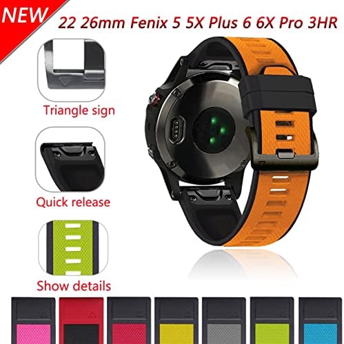 KFAA Novo 22 26mm Silicone Fit Watch Band para Fenix ​​6x 6 Pro 5x 5 mais 3HR D2 Tactix Delta Enduro Wrist Bands