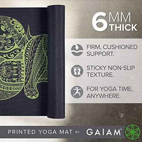 GAIAM YOGA MAT - Premium de 6 mm de impressão extra espessa não deslizante e tapete de fitness para todos os tipos de ioga, pilates e exercícios de piso