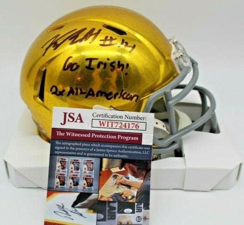 Kyle Hamilton assinou Notre Dame Fighting Irish Mini capacete com JSA COA Testemunha #5 - Mini capacetes da faculdade autografados