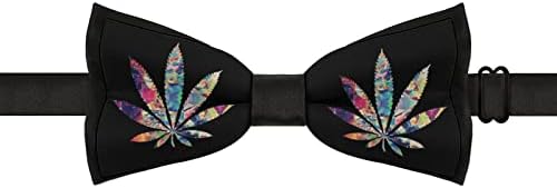 Weedkeycat folha arte colorida arte engraçada masculino de gravata borboleta de gravata borboleta de gravata