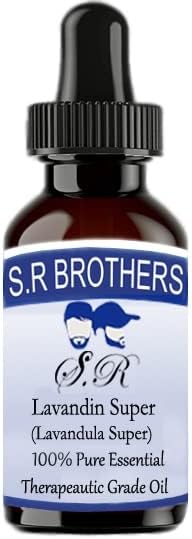 S.R Brothers Lavandin Super Pure e Natural Terapeatic Grade Essential Oil com conta -gotas 100ml