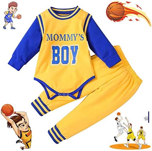 Roupas de basquete para bebês configurar calças de macacão amarelo de manga comprida para esportes de outono ao ar livre