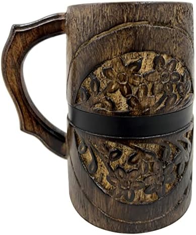 colecionibleblesbuy antigo artesanal de madeira caneca tankard stein criado ideal para cerveja