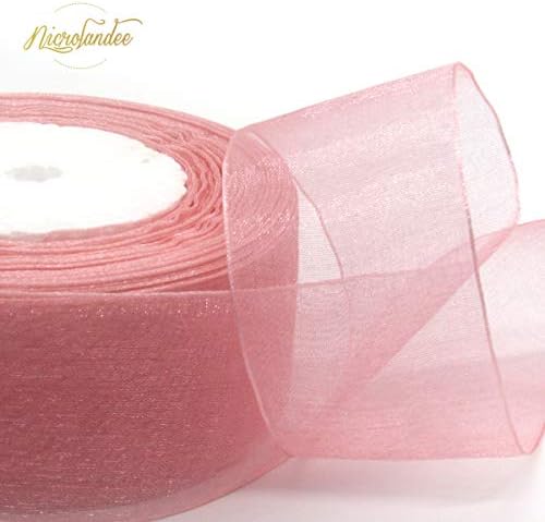 Nicrolandee 3 rola a fita de chiffon pura 1,5 polegada × 49 jardas empoeirada rosa desbotamento fita de chiffon para embrulho de presente para presente de casamento arcos de fita Bouquets embrulhando decorações de grinaldas de aniversário