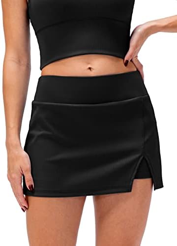 Feoya Women Side Slit Tennis Golf Athletic Skort Skort com shorts forrados para a garota estudantil da escola