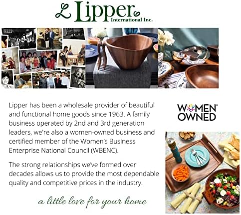 Lipper International Cherry terminou a borda redonda de servir tigelas com utensílios de servidores, conjunto de 7 peças, tamanhos variados