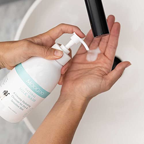 Lavagem de face e leite corporal MooGoo - uma fórmula de limpeza suave e não irrita para a pele seca e sensível - para todas