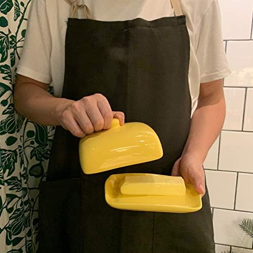 Prato de manteiga mais tampa com tampa para a bancada Cerâmica do recipiente de manteiga Recipiente de mecha de louça Presente ideal