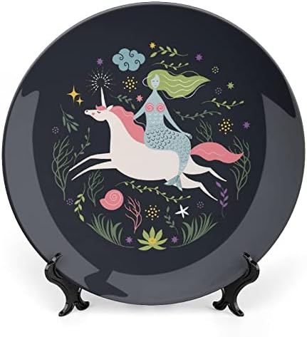 Placa decorativa de sereia e unicornerâmica com stand Plate Home de China de osso personalizado para cozinha da sala de estar em casa