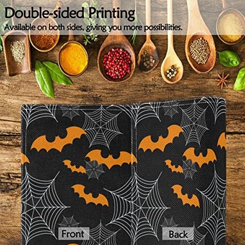 Orencol Halloween Bats Spider webs preto placemat mesa tapete resistente a calor Lavagem lavável Cozinha limpa tapetes para