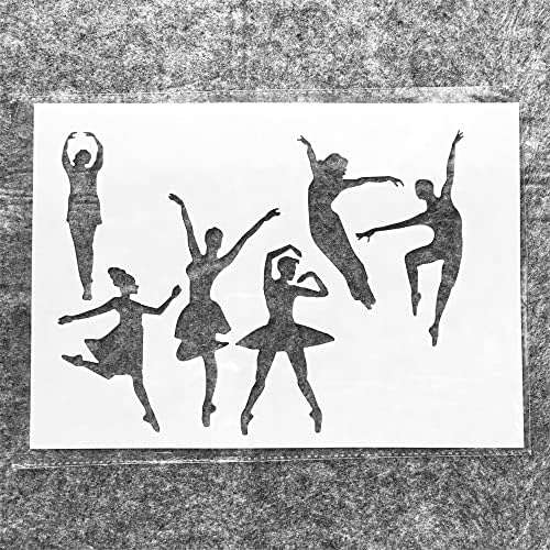 TIAMECH A4 DANCE DE DANÇA DE BALLET STENCY GIRLS STENCY para pintar em madeira de camadas reutilizáveis ​​estêncil DIY Scrapbook Tamanho decorativo 8.3 x 11,7 polegadas