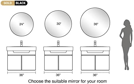 Presente espelho redondo dourado de 30 polegadas, moldura de metal moderno espelho de círculo, espelho de vaidade do banheiro para parede, espelho redondo de parede decorativo para sala de estar, entrada