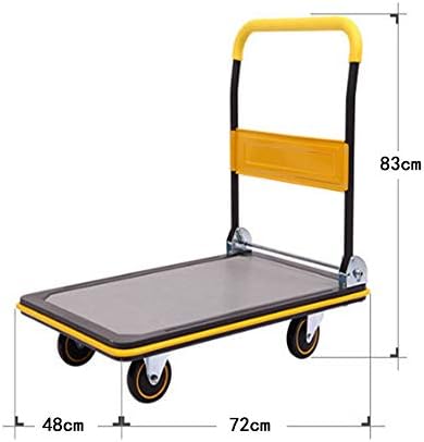 Guangming - Dollow Push Cart Dolly, sem caminhão de manutenção de plataforma de ruído com faixa anti -colisão, carrinho de mesa para uso comercial e doméstico, 72 × 48cm
