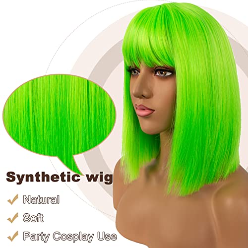 Lancaini Short Bob Wigs com franja para mulheres sintéticas cabelos lisos Bob Cut Wig Lide