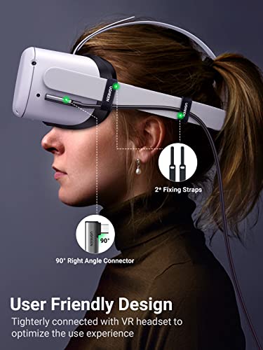 Ugreen Link Cable Compatível com Oculus Quest 2/ Pico 4 e PC/ Steam VR, cabo de fone de ouvido VR de 16 pés VR com transferência de