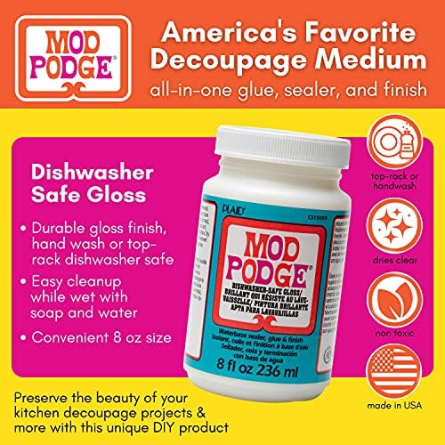 Mod Podge Gloss Super Gross, CS11297 e lava -louças Sealidor de água água, cola e acabamento, CS15059 Gloss, 8 onças