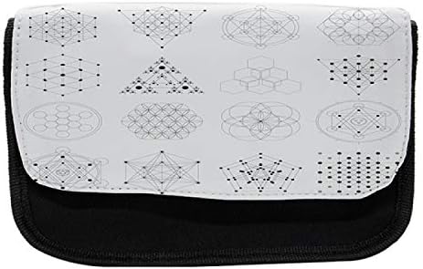 Caixa de lápis de geometria lunarável, alquimia atemporal, bolsa de lápis de caneta com zíper duplo, 8,5 x 5,5, branco e preto